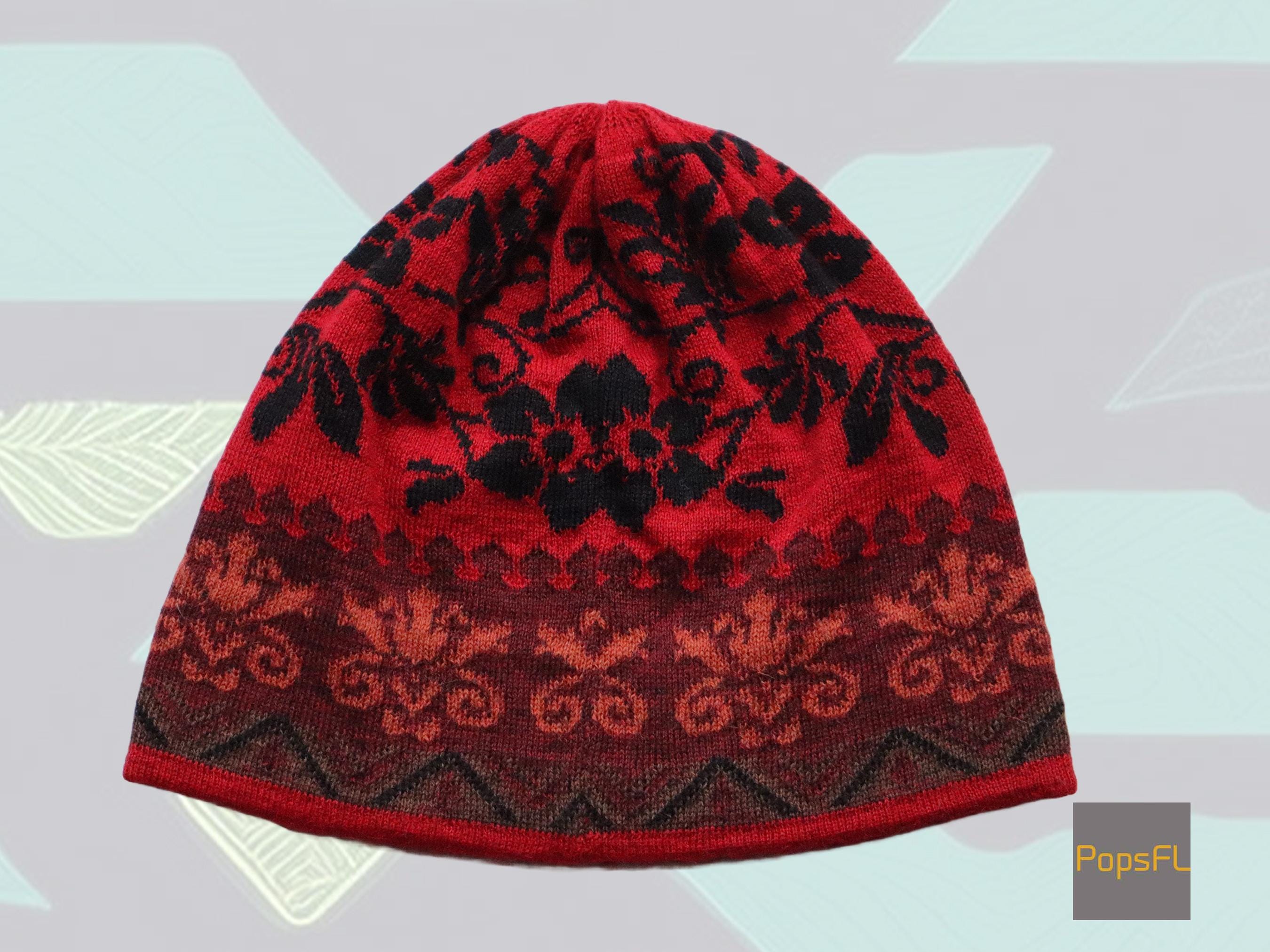 Handcrafted Floral Knit Beanie  Alpaca Hat Floral Moth Beanie - Crewel and Unusual main image 3