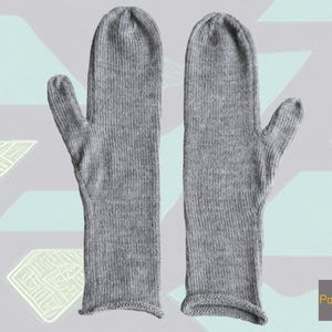 Women gloves, knitted mittens baby alpaca 100%, women alpaca wool mittens, winter alpaca gloves gray color alpaca woolen women&#39;s gloves.