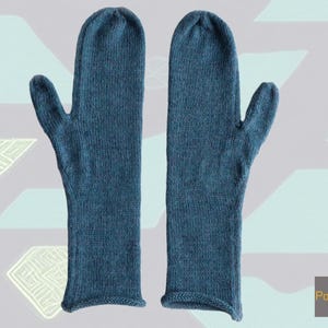 Women gloves, knitted mittens baby alpaca 100%, women alpaca wool mittens, winter alpaca gloves blue mélange alpaca woolen women&#39;s gloves.