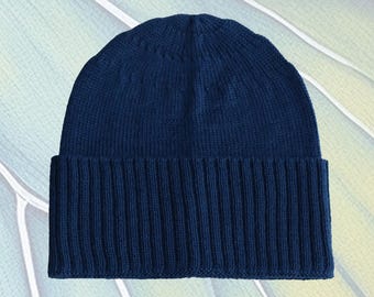 Classic Fisherman beanie made from 100% baby alpaca, Color: Peacock - blue, unisex