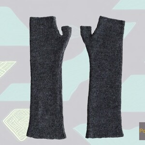 Women gloves, long fingerless alpaca gloves, hand knitted wrist warmers, arm warmers, sustainable fair trade fingerless gloves, dark gray.