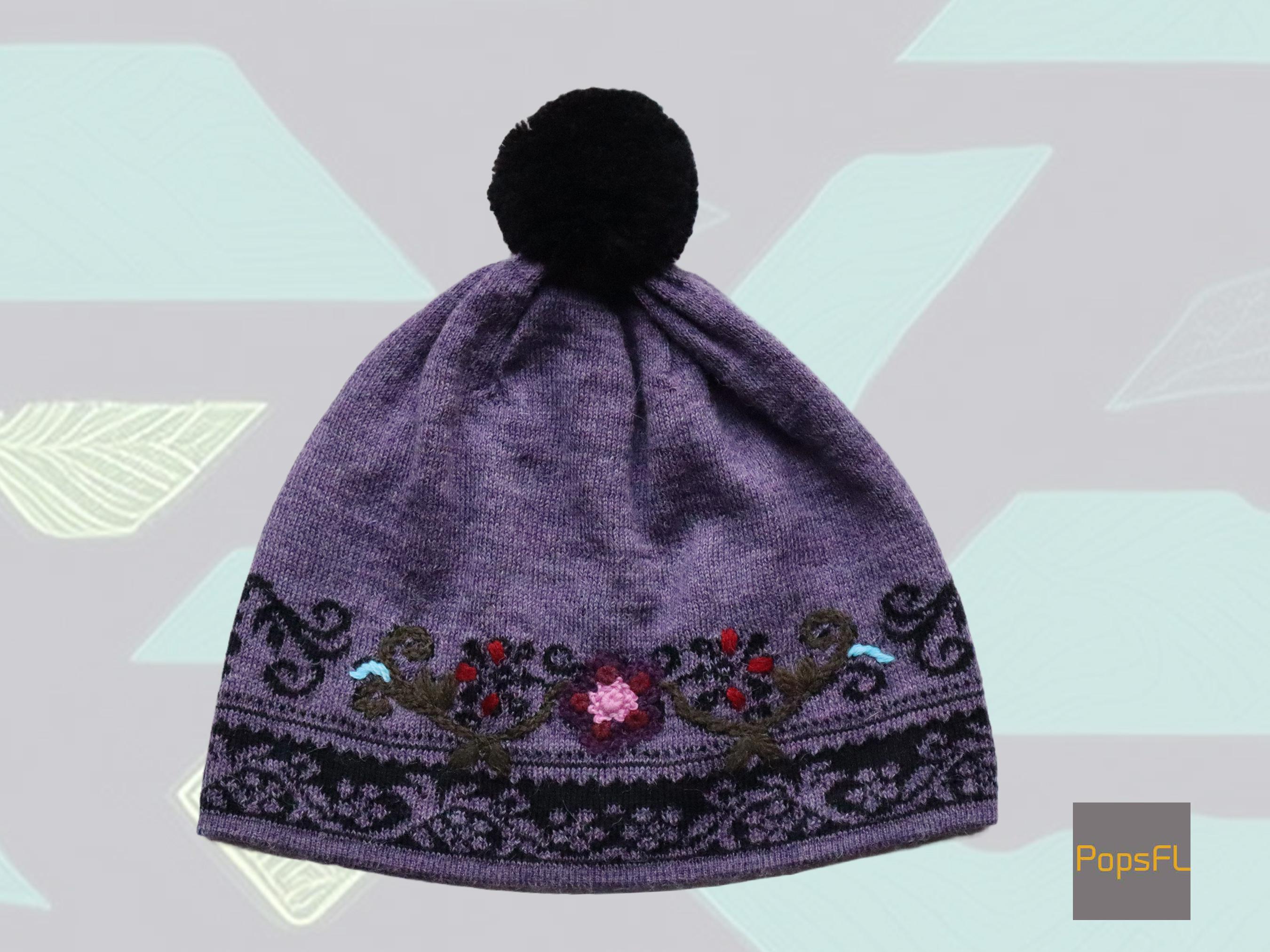 Neckworks Hand Knit Alpaca PomPom Beanie Embroidered NEW Babahoyo Cable Knit Alpaca Wool Unisex Chullo Beanies Pom  main image 2