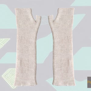 Women gloves, long fingerless baby alpaca gloves, hand knitted wrist warmers, arm warmers, sustainable fair trade fingerless gloves, oatmeal