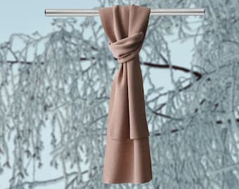 Alpaca scarf unisex, color beige hand knitted, 71 x 10 inch made in Peru