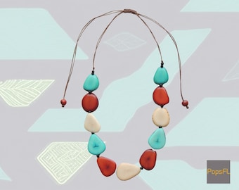 Handmade Tagua Nut Necklace, Organic Vegetable Ivory, Adjustable
