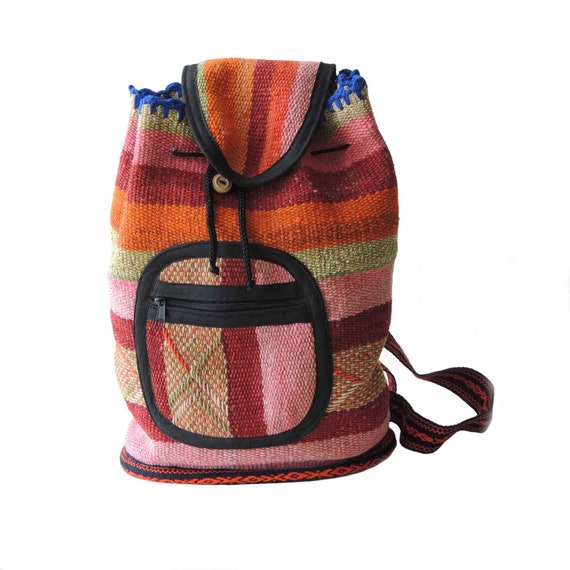 Peruvian Backpack Handmade of Sheep Wool Dyed With Natural 