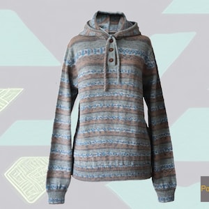 Unisex Alpaca Blend Striped Hoodie, Hand Machine Made