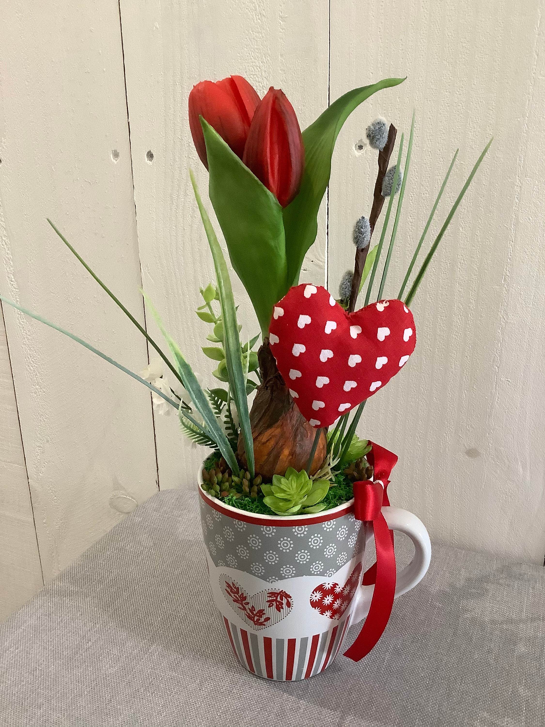 Cadeau Fête Des Mères - Petit Arrangement Floral en Tasse Décoration Printemps