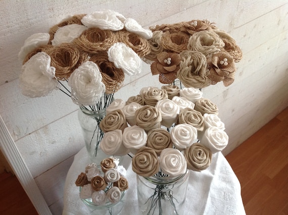 Fleurs En Toile De Jute Toile De Coton Pommes De Pin Avec Ou Sans Tige