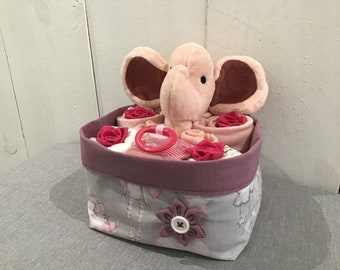 Cadeau de naissance en pochette réversible - Coffret de bienvenue pour bébé