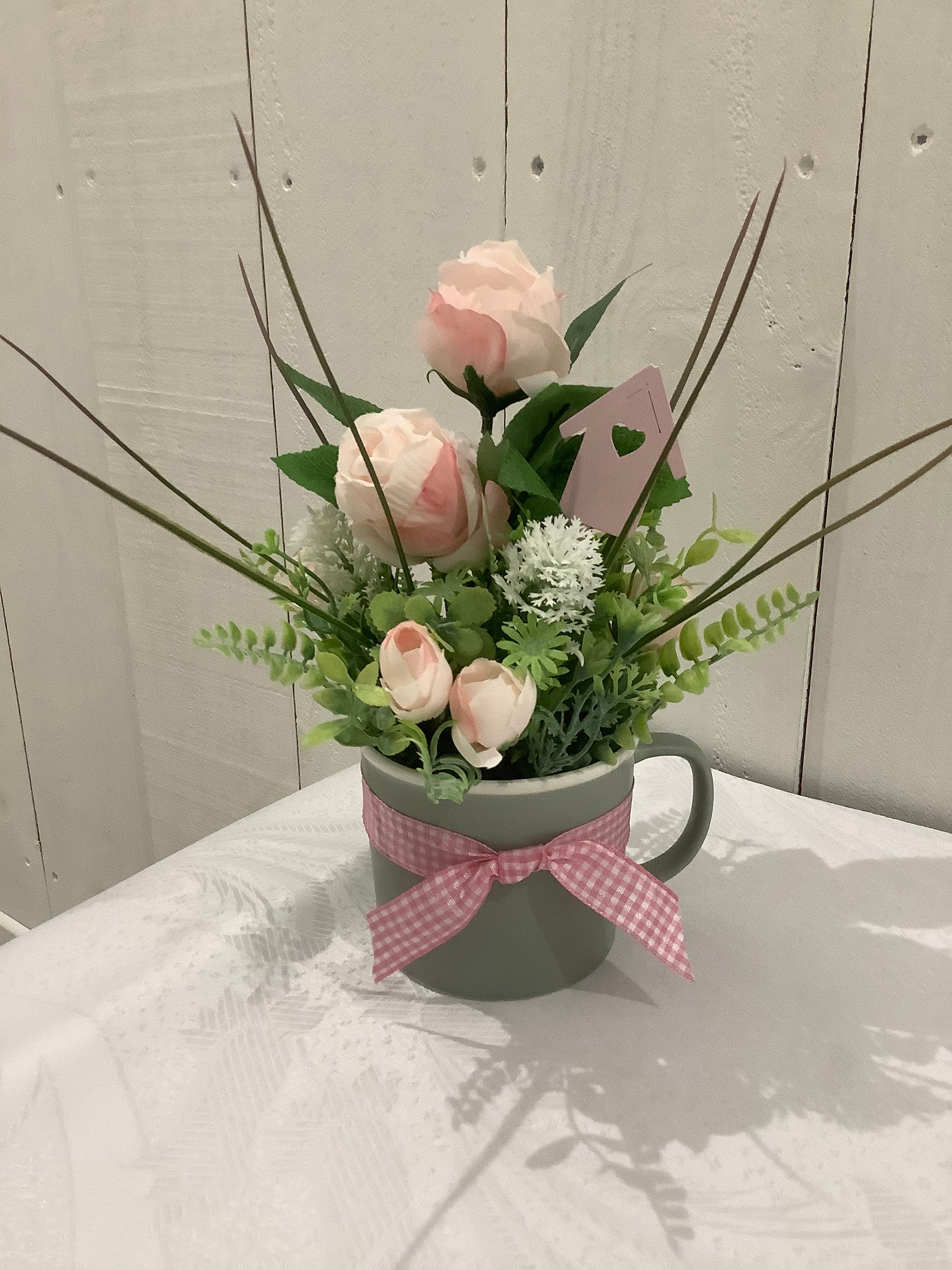 Cadeau Fête Des Mères - Petit Arrangement Floral en Tasse Céramique