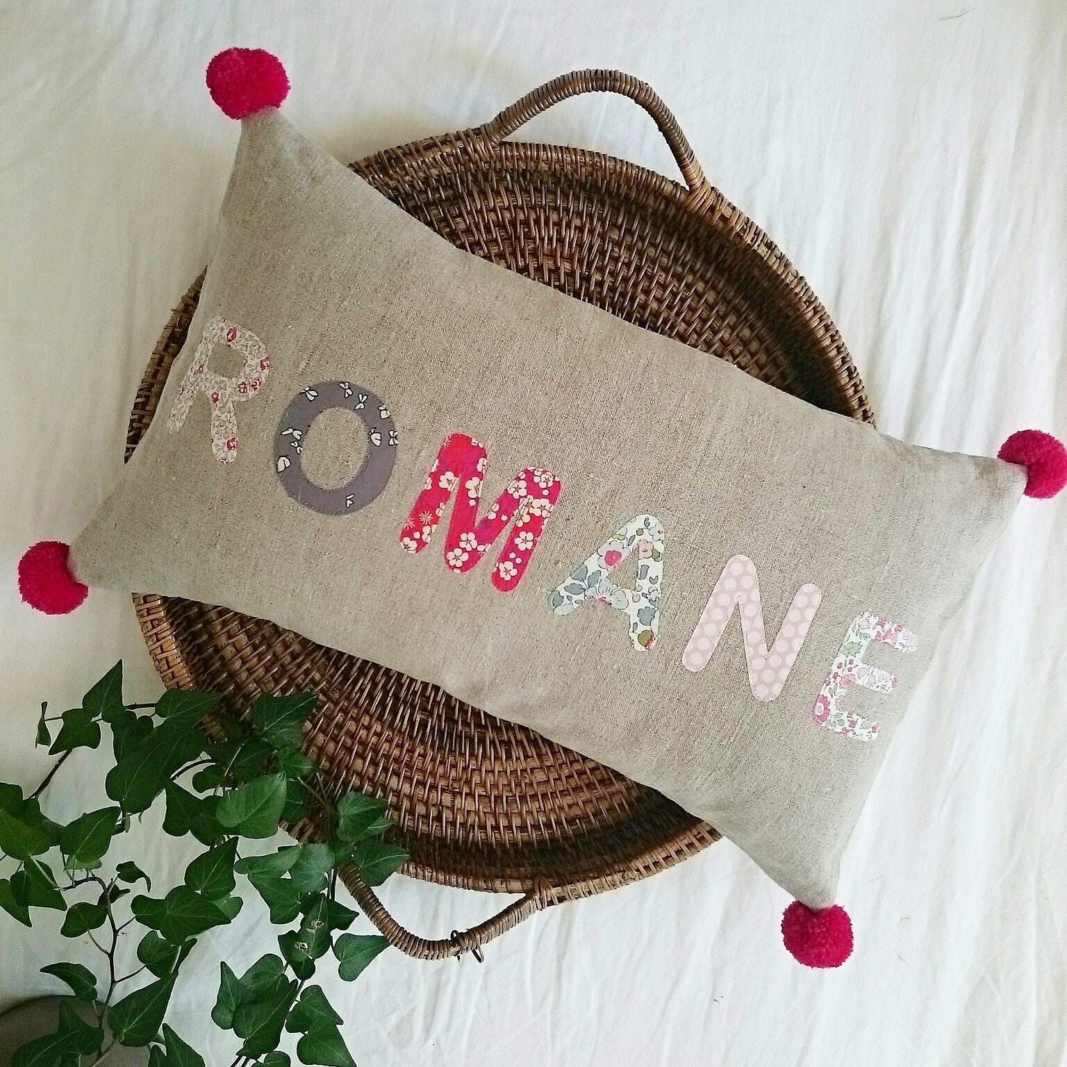 Coussin Personnalisé en Lin et Liberty