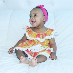 Robe Fille En Madras Dentelle Et Smock Etsy