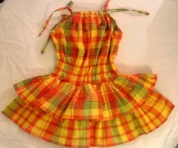 Robe fille Smock e en Madras