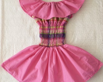 Robe fille Smockée en Madras et Coton