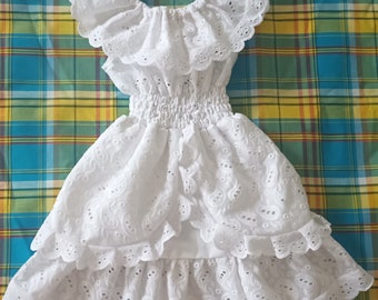 Girls' Dress in Broderie Anglaise, Lace and Smock