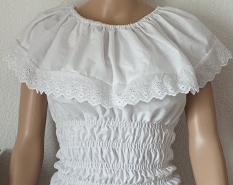 Corsage femme en Coton Dentelle et Smock