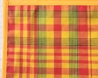 Lot De 4 Sets De Table Madras Carreaux Jaunes - Tour Plissé Et Crochet