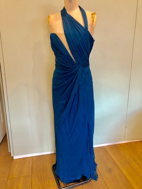 90s Alberta Ferretti Petrol green gown
