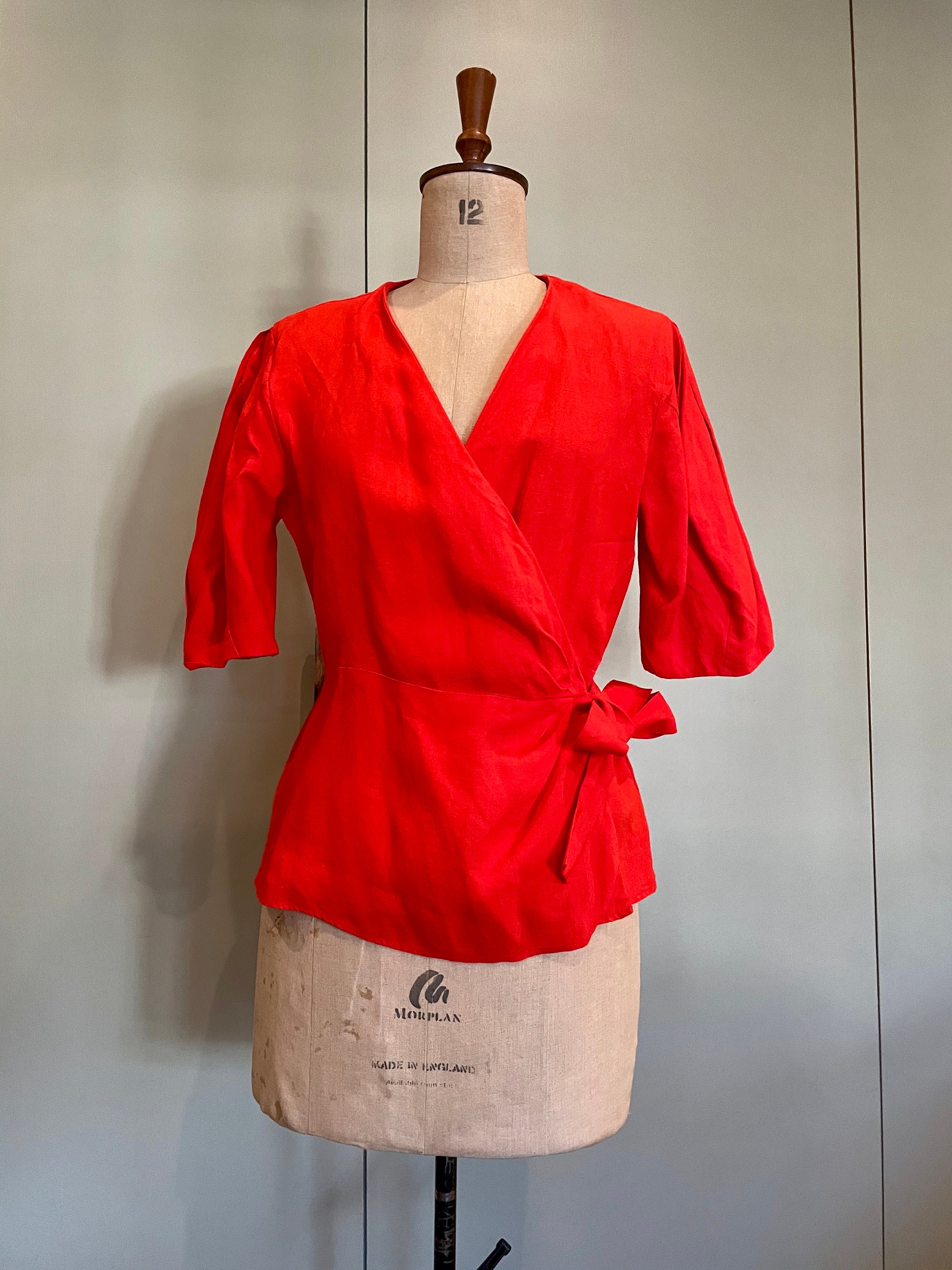 Image of French Linen Vintage Wrap Top