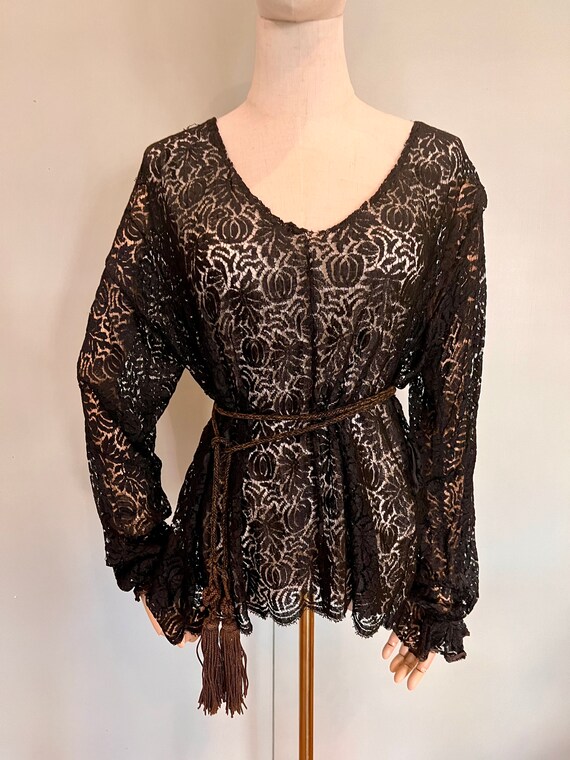 20s black lace blouse Gem