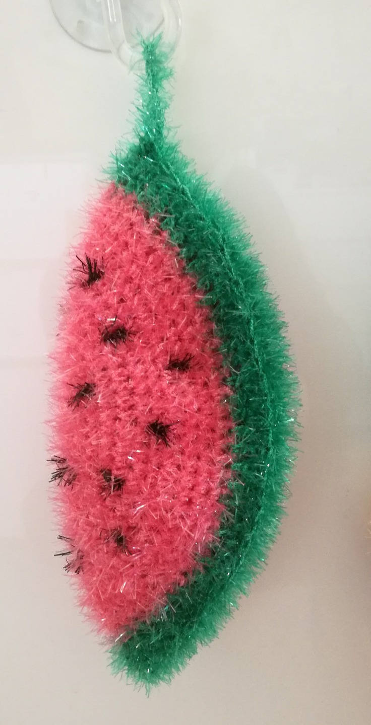 Éponge Rigolote Crocheté( en Fibres Spécial Éponge Forme de Pastèque