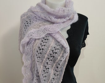 Mauve mohair and silk stole for women "Souffle light".