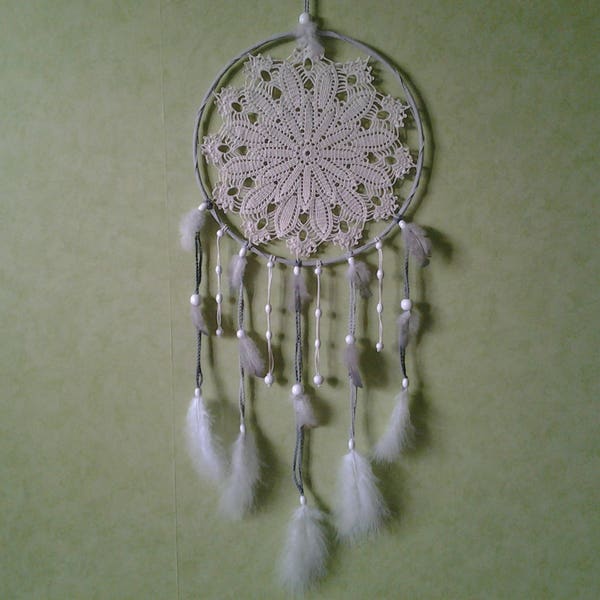 Attrape Rêves, dreamcatcher, décoration intérieur,napperon ,porte bonheur,napperon au crochet,déco maison, style indien , déco indien