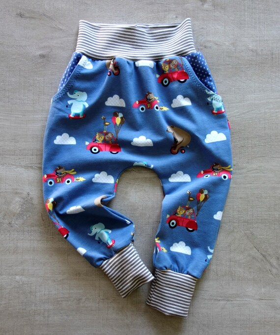 Pantaloni larghi in jersey di cotone nuvole e animali 2 | Etsy Italia