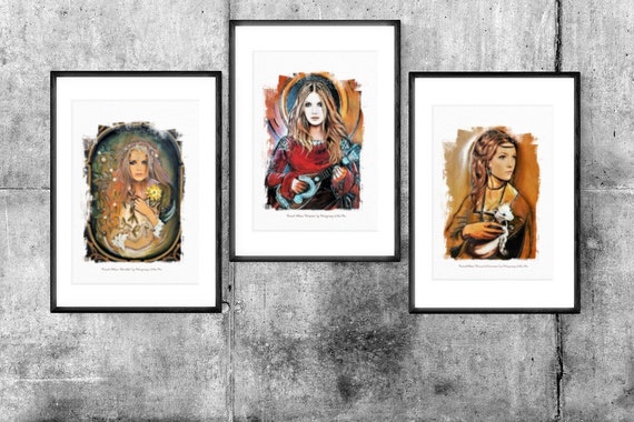 Medieval portraits, renaissance spirit,  illustration, Art print, paint'alive