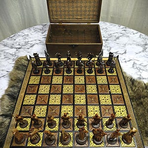 Medieval Gothic Leather chess set