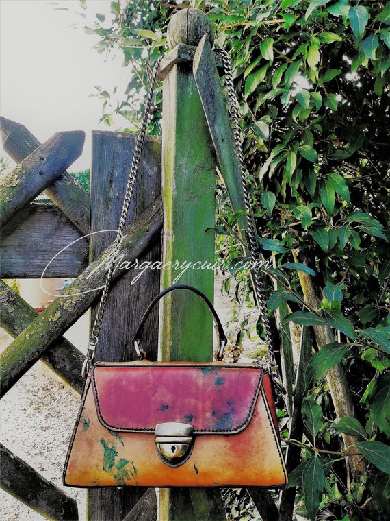 Leather handbag "GAÏA", earth colors