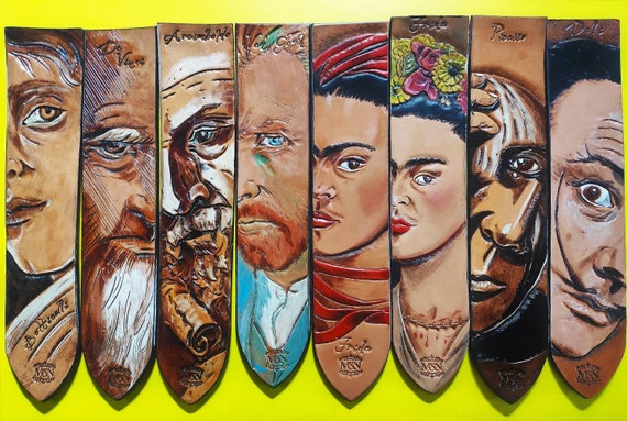 Eye of the master! Leather bookmarks of great painters: Dali, Kahlo, Picasso, Van gogh, Da Vinci, Etc...