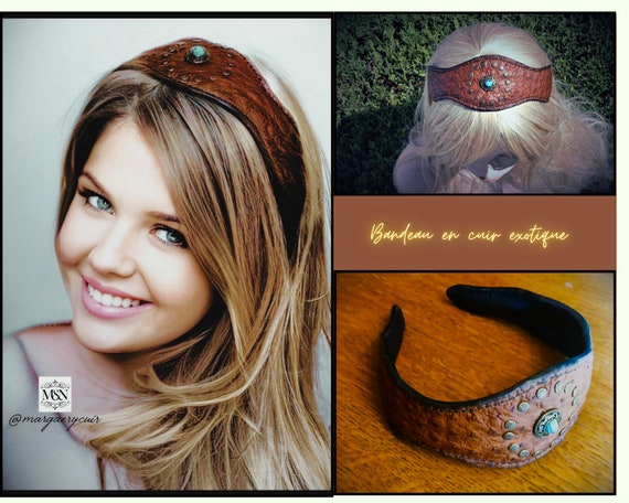 Leather headband, pagan hairstyle, headpiece