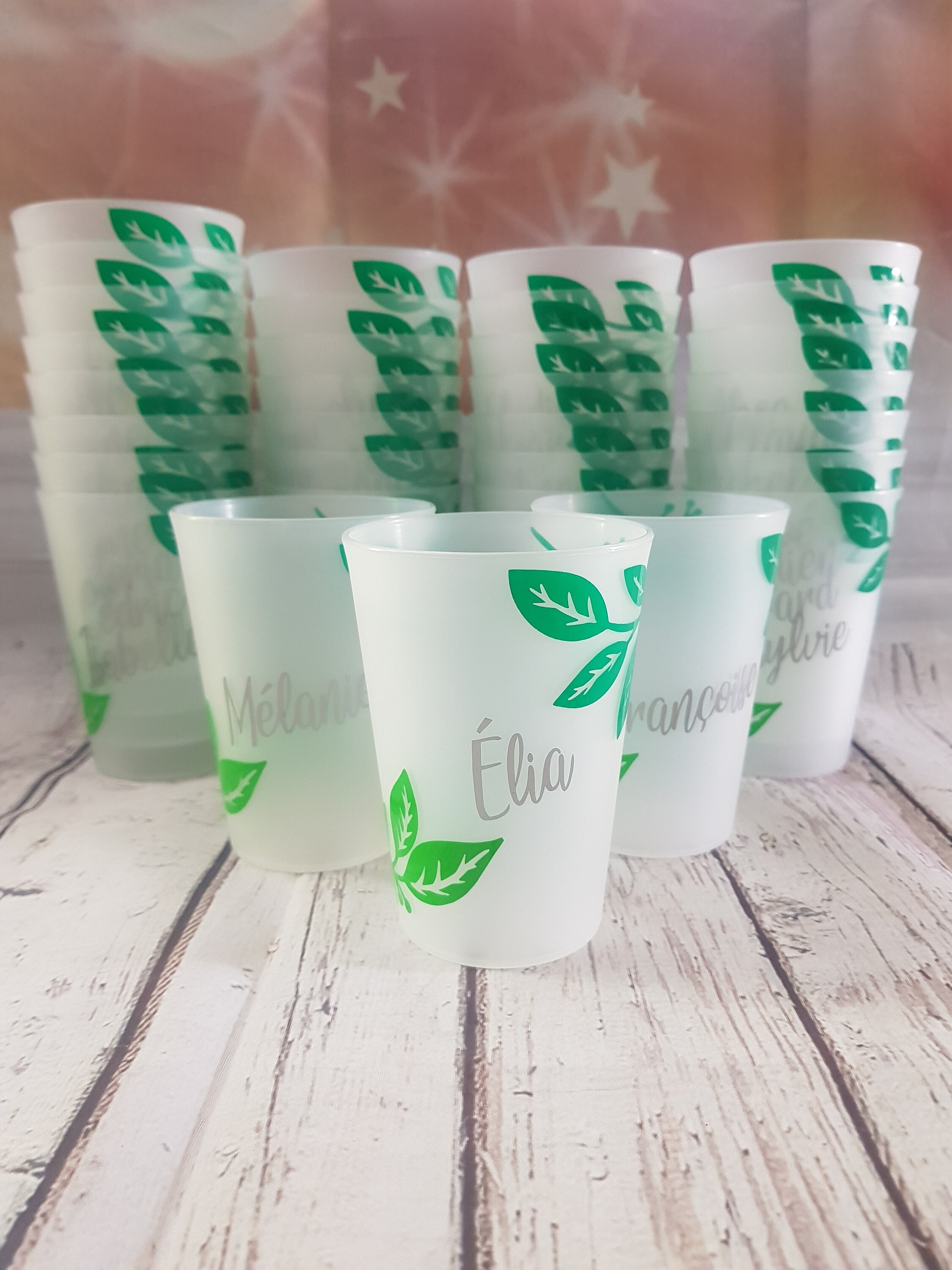 Gobelet en Plastique Mariage Champêtre Feuillage