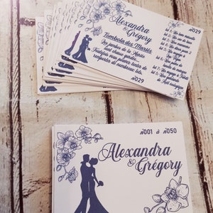 Lot de 50 tickets de Tombolas jeu de Mariage personnalisable suivant votre thème