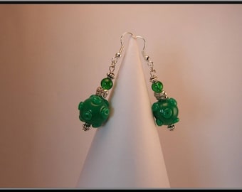 Planet Green polymer clay bead earrings.