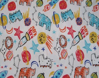 White cotton JERSEY "Children's drawings".