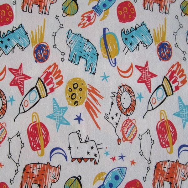 JERSEY de coton  blanc motif "DESSINS D'ENFANTS".