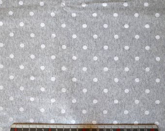 Tissus JERSEY de coton gris motif "POIS BLANC"