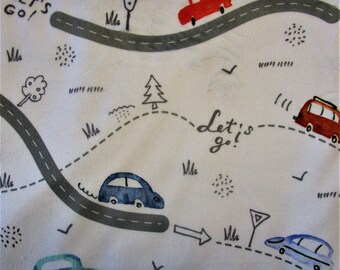 Fabric minkee velvet white print "the road"