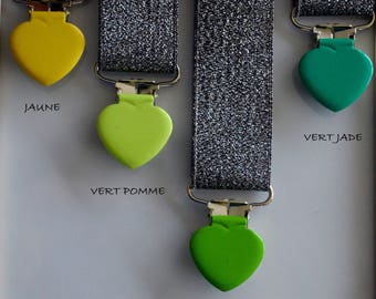 Dummy/Suspender tones yellow/green heart tie clip