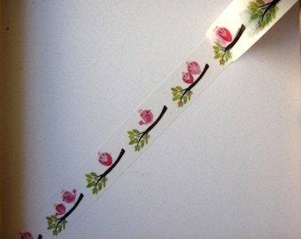 Masking tape - motif "PIOU PIOU ROSE" - 1.5cm x 10m