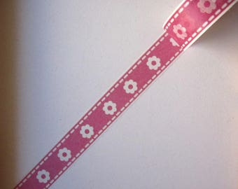Masking tape - motif "FLEUR ROSE" - 1.5cm x 10m