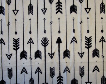 Fabric minkee velvet white BREAKAGE printed "black arrows"