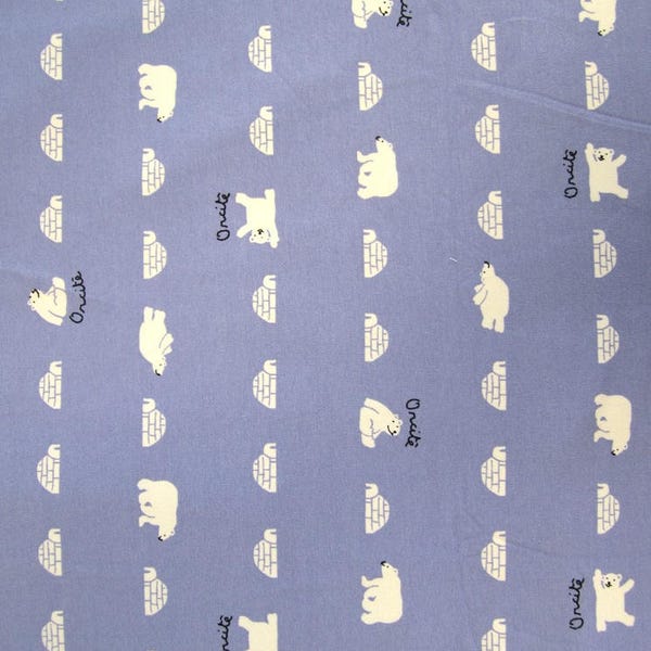 JERSEY de coton bleu motif "OURS POLAIRE".