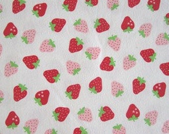 JERSEY de coton BLANC motif "FRAISES".