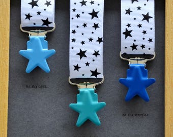 Clamp clip pacifier/ramp star blue tones