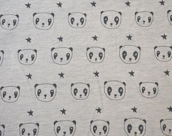 JERSEY de coton éco textile gris chine motif "PANDI PANDA" noir mi&joe