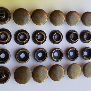 5 Snap Buttons 15 or 17 mm with Double Heads, Reversible Snaps, Silver, Gold, Bronze or Old Nickel Colors image 2